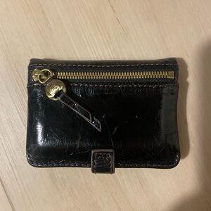 Small black leather Hobo wallet